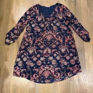 Lush Navy and Pink Floral Blouse